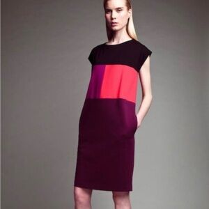 Narciso Rodriguez Black, orange  &  purple Blocked Midi Dress M